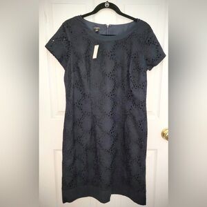 NWT Talbots navy blue eyelit shift dress